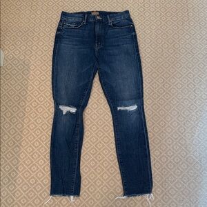 Mother Denim High Waisted Looker Ankle Fray Nature Tune Up